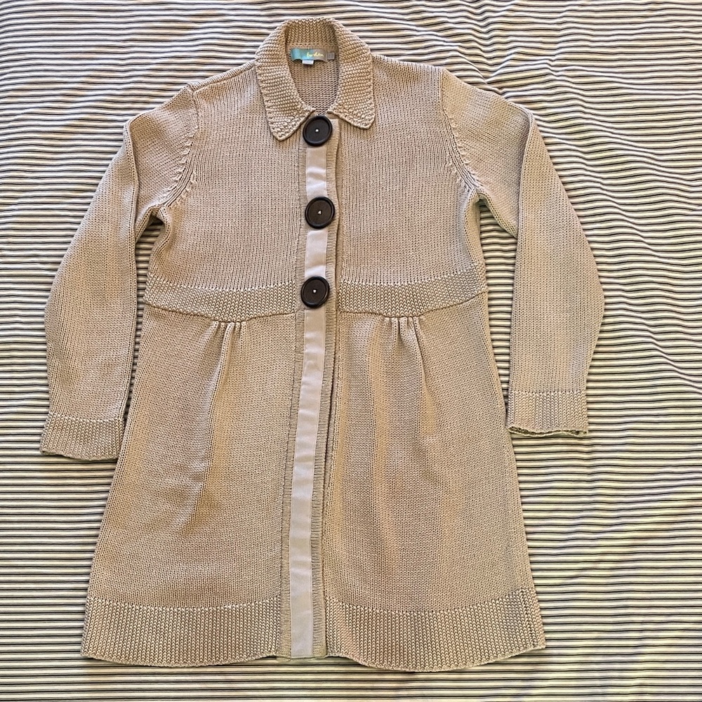 Boden Tan Cotton Knit Cardigan M